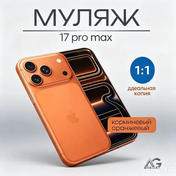 Муляж / Макет смартфона Айфон 17 Про Pro Макс Оранжевый / Образец для витрин