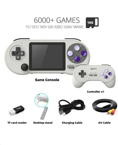3 - дюймовый экран Портативный игровой консольный проигрыватель DATA FROG SF2000 Встроенная портативная игра 6000 Поддержка AV Выход