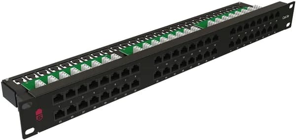 Патч панель 48 портов, высокой плотности SYSMATRIX, 19", 1U, 48xRJ45 кат.5E, черная (PP 1901U.S485EU.M)