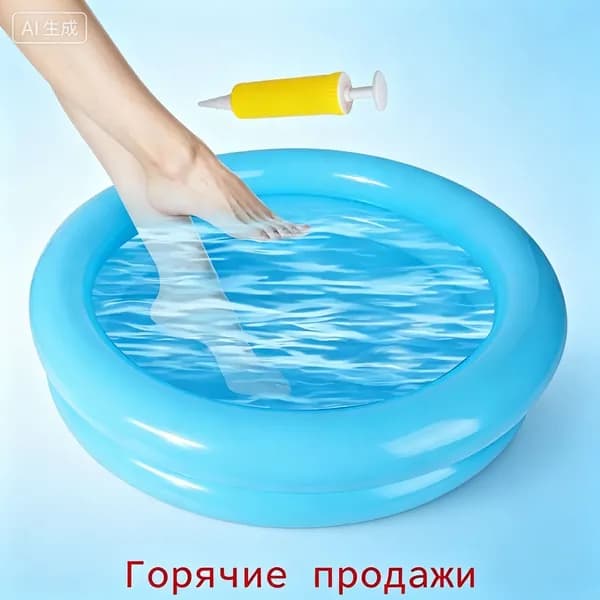 Бассейн надувной для детей безопасный бассейн с утолщенными бортами и мягким дном для купания и игр в жару, 60x60x12 см