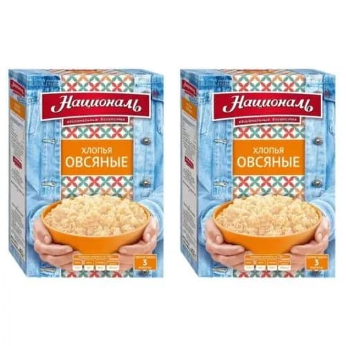 Националь Хлопья овсяные, 400 г, 2шт