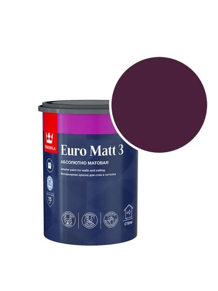 Краска интерьерная Tikkurila/Tikkivala Euro Matt 3 RAL 4007 (Пурпурно-фиолетовый - Purple violet) 0,9 л
