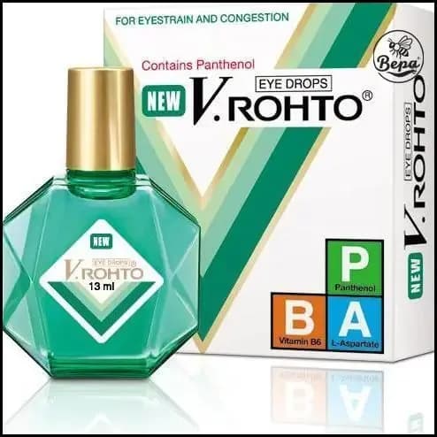 Увлажняющие, витаминизированные капли V.ROHTO THUOC NHO MAT , EYE DROPS, Contains Panthenol, for eyestrain and congestion, 13мл, Вьетнам