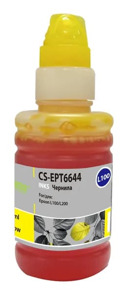 Чернила Cactus CS-EPT6644 T6644 желтый, флаконов: 1, объём 100мл, для Epson L100/L110/L120/L132/L200/L210/L222/L300/L312/L350/L355/L362/L366/L456/L550/L555/L566/L1300