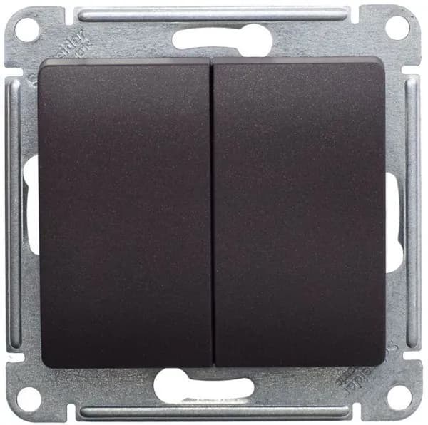 Переключатель 2-клавишный схема 6/2 10AX Systeme Electric (Schneider Electric) Glossa, шоколад GSL000865