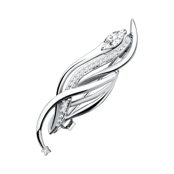 Серебряная брошь DIAMANT-ONLINE с фианитом 925 пробы