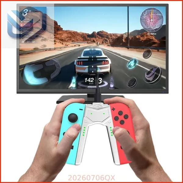 Зарядная ручка для Joy-Con к Nintendo Switch OLED, белая, с индикацией состояния зарядки