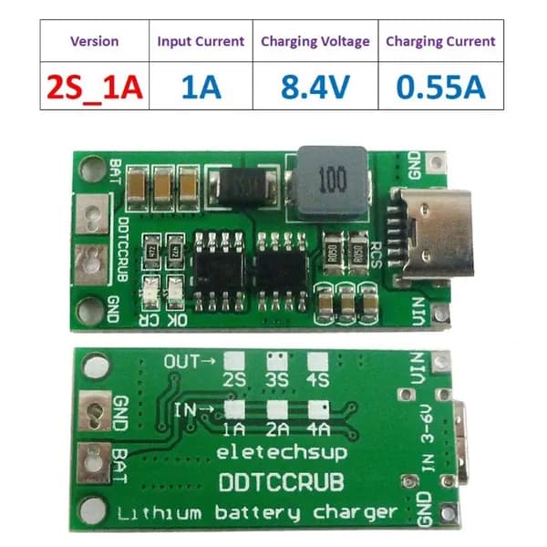 Многоэлементное литий-ионное зарядное устройство от 2S 3S 4S Type-C до 8,4 В 12,6 В 16,8 В, литиевая батарея 18650 7,4 В 11,1 В 14,8 В