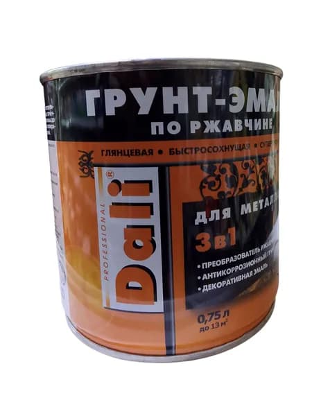 Грунт эмаль по ржавчине 3 в 1 DALI Гладкая Черный 0,75л (шт)