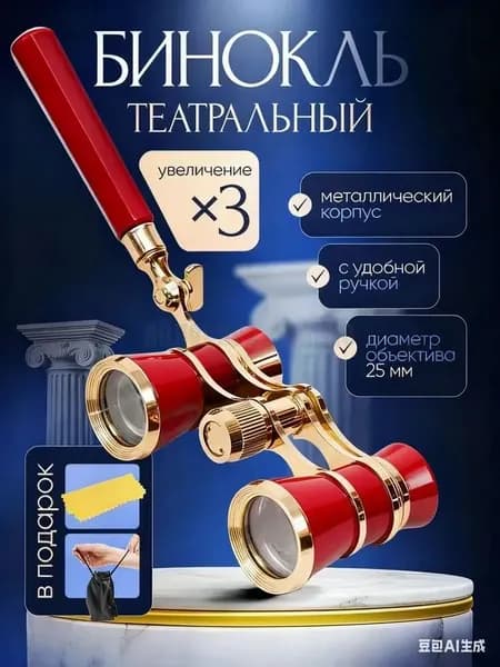 Бинокль-лорнет театральный Drama See X3 с ручкой +чехол и салфетка в подарок