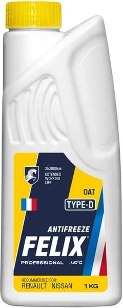 Антифриз Felix Type D G12+ готовый -40 желтый 1 кг 430206332