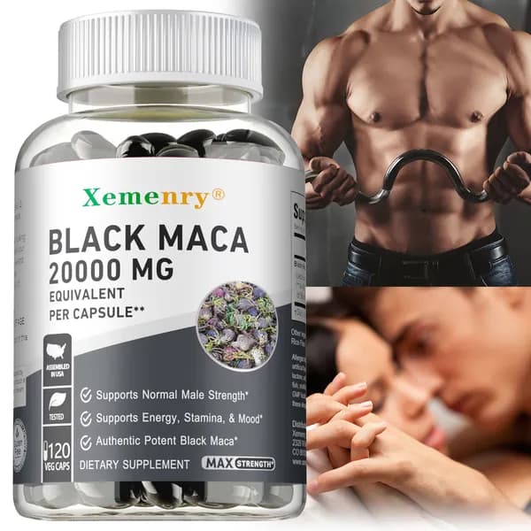 Xemenry Black Maca - 20000 мг - Поддерживает нормальную физическую силу, энергию, выносливость и настроение у мужчин