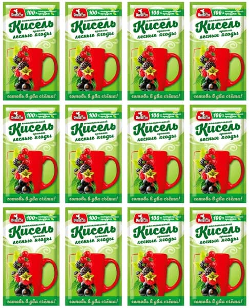 Preston Кисель натуральный Лесная ягода, быстрого приготовления, 30 г, 12 шт