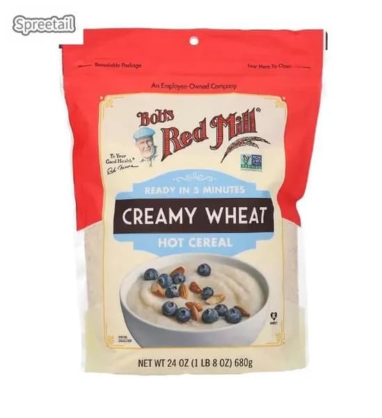 Bob's Red Mill, Горячие овсяные хлопья из пшеницы со сливочным вкусом, 24 унции (680 грамм)