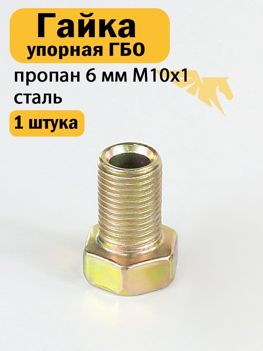 Гайка упорная ГБО пропан 6 мм М10x1 сталь (1 ШТУКА)
