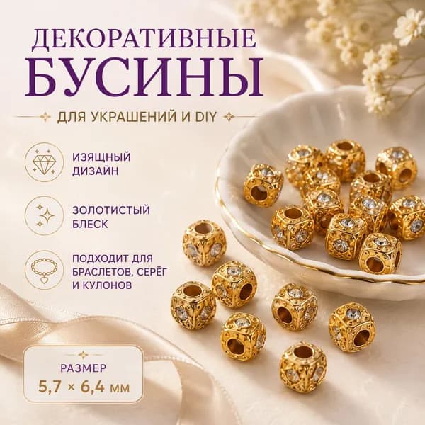 фурнитура для создания украшений Бусина-разделитель позолота 18K