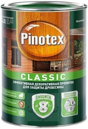 Pinotex Classic / Пинотекс Классик фасадная пропитка для дерева защита до 8 лет, сосна ( 1 л)