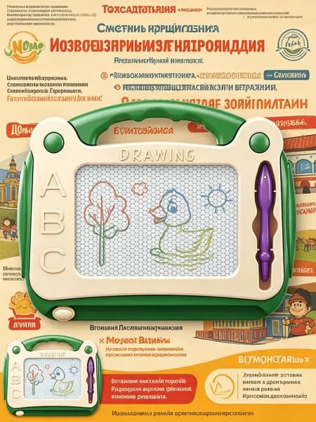 CCOCC Магнитная доска для рисования с 4 цветными зонами, зелёная, для детей 1 3 лет, идеально для долгих поездок на автомобиле