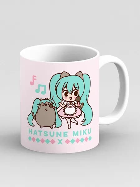 Кружка "Аниме Мику Хацунэ Hatsune Miku Вокалоид Vokaloid с котиком"