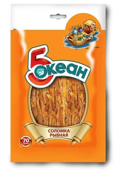Рыба сушенная 5 Океан "Соломка рыбная", 15 шт. по 70 г