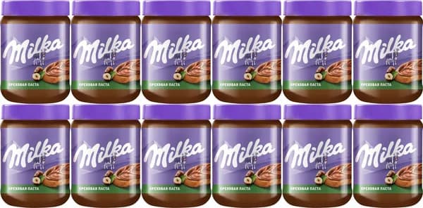 Паста Milka шоколадно-ореховая, комплект: 12 упаковок по 350 г