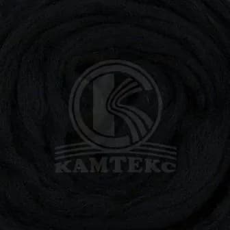 Гребенная лента для валяния (Камтекс) - 003 (черный) - 1 шт, 100% шерсть п/тонкая, (50г, м) фелтинг