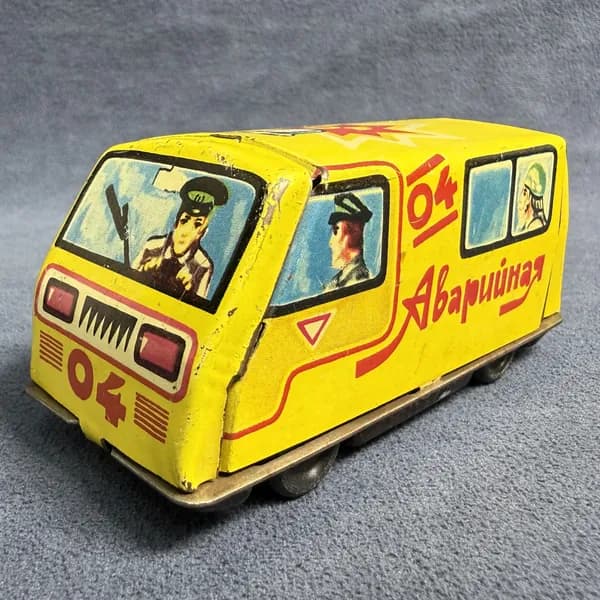 Винтажная жестяная игрушка машинка СССР. Аварийная. Газовая служба (1437)