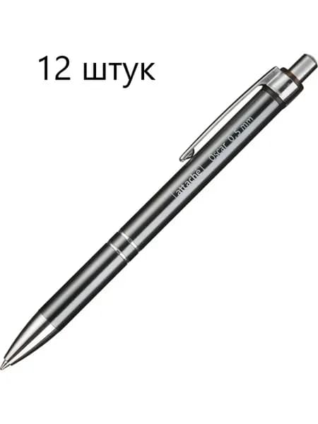 Ручка шариковая автомат Oscar, серебристый, цвет синий, 12шт