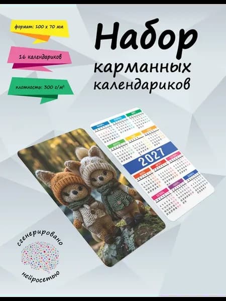 Набор карманных календариков на 2027 год Игрушки-зверушки