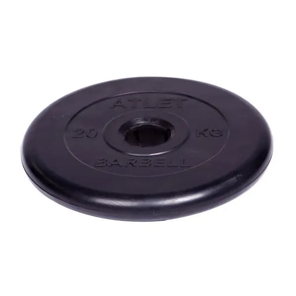 Диск обрезиненный MB Barbell d 51 мм чёрный 20,0 кг Atlet