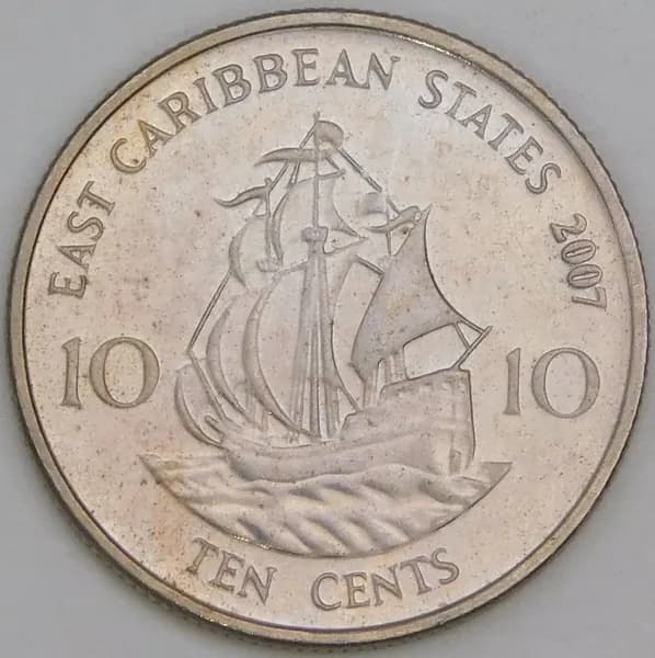 Восточно-Карибские острова 10 центов 2007 КМ37 UNC арт. 59108