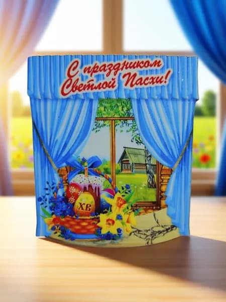 Магнит "С праздником Светлой Пасхи" деревянный с рельефом