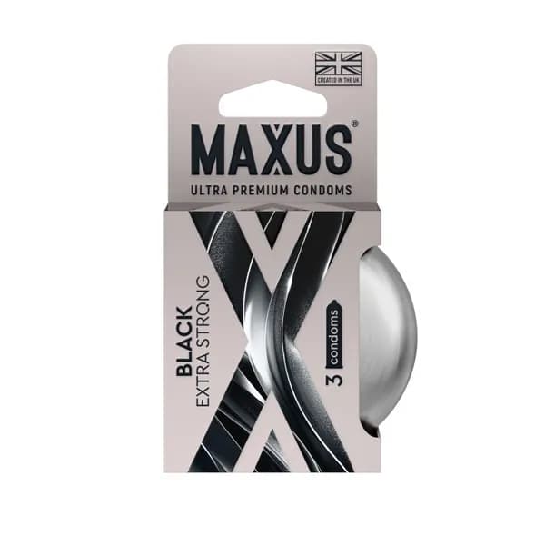 Презервативы MAXUS Extra Strong №3 в железном кейсе, черные, утолщенные, 3 шт