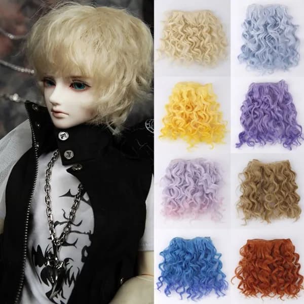 Короткие кудрявые волосы для BJD своими руками