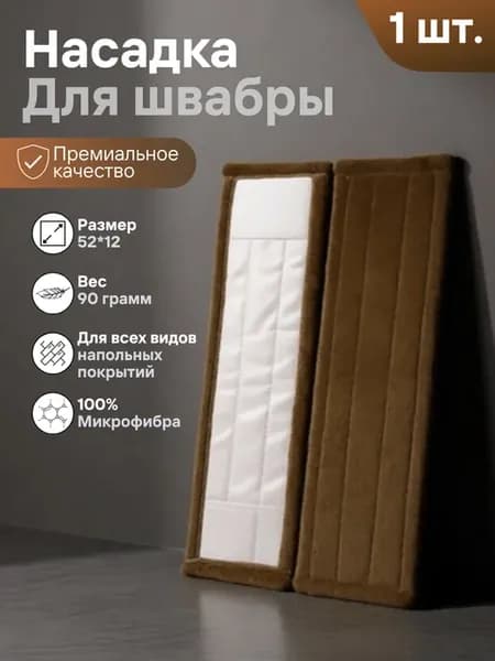 Сменная насадка для швабры из микрофибры 12х52 см. МОП