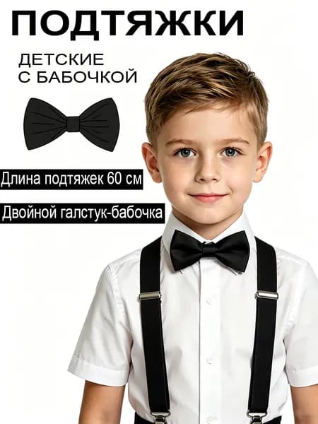 Комплект подтяжек 60 см и двойной бабочки для свадебных страниц