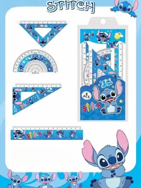 Линейка Акриловый Стич / Stitch, набор 4 штуки