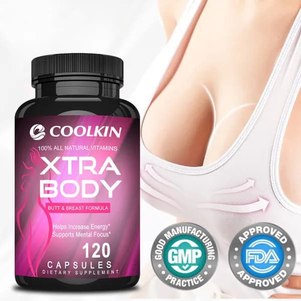Биологически активная добавка Coolkin Xtra Body разработана для увеличения груди и подтяжки ягодиц.