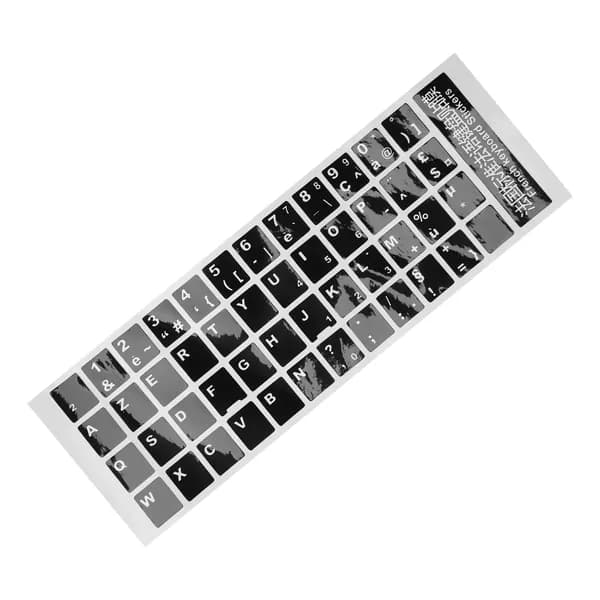 Наклейка на клавиатуру Azerty с белыми буквами для ноутбука, "черно/белая".