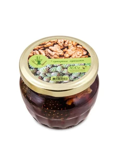 Варенье Шишка + грецкие орехи, 100 г. Полезный продукт при анемии, истощении организма, сниженном тонусе, паразитарной инвазии. Сашера-МЕД
