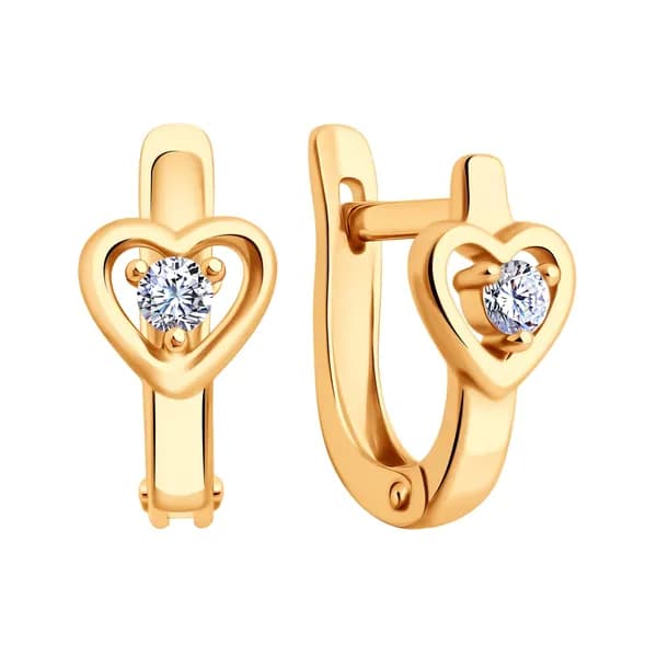 Золотые серьги DIAMANT-ONLINE с фианитом 585 пробы