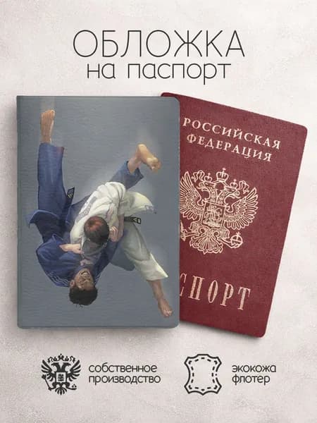Обложка на паспорт Дзюдо серая