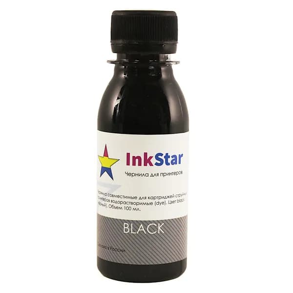 Чернила универсальные для заправки картриджей и СНПЧ Epson, черные (Black), InkStar, 100 мл