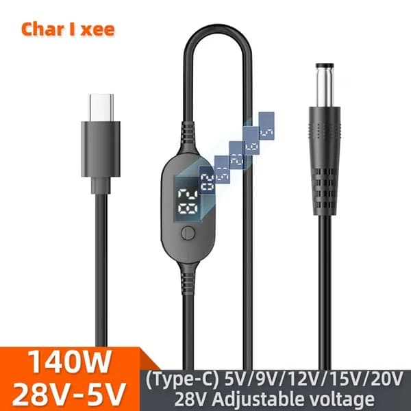Кабель Питания USB C - DC 140 Вт Type 28 В 5 А С Регулируемым Напряжением, Адаптер-Разъем Для Ноутбука И Роутера