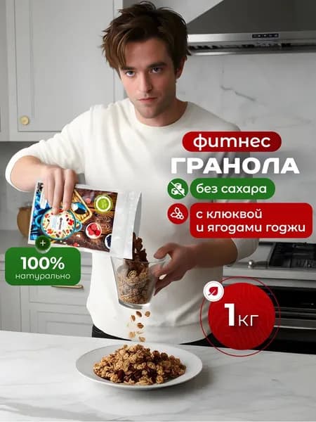 Гранола без сахара, "Настин Сластин", 1кг., с ягодами годжи, хлопья, мюсли, пп продукты, кето