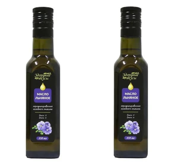 Здоровые вкусы Масло, льняное, нерафинированное, 250 мл, 2 шт