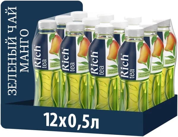 Напиток безалкогольный негазированный Riсh Зеленый чай со вкусом манго, 0.5 л х 12 шт
