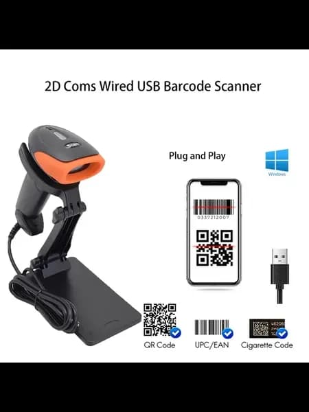 2D сканер штрих-кодов с подставкой USB, Bluetooth, желтый си