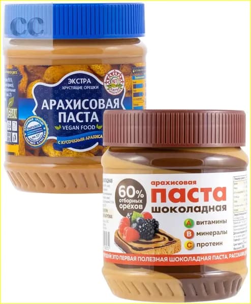 Арахисовая паста с кусочками, Шоколадная 340 г * 2 шт