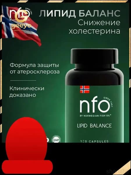 NFO Липид Баланс витамины для снижения холестерина, 120 капсул / Норвегия